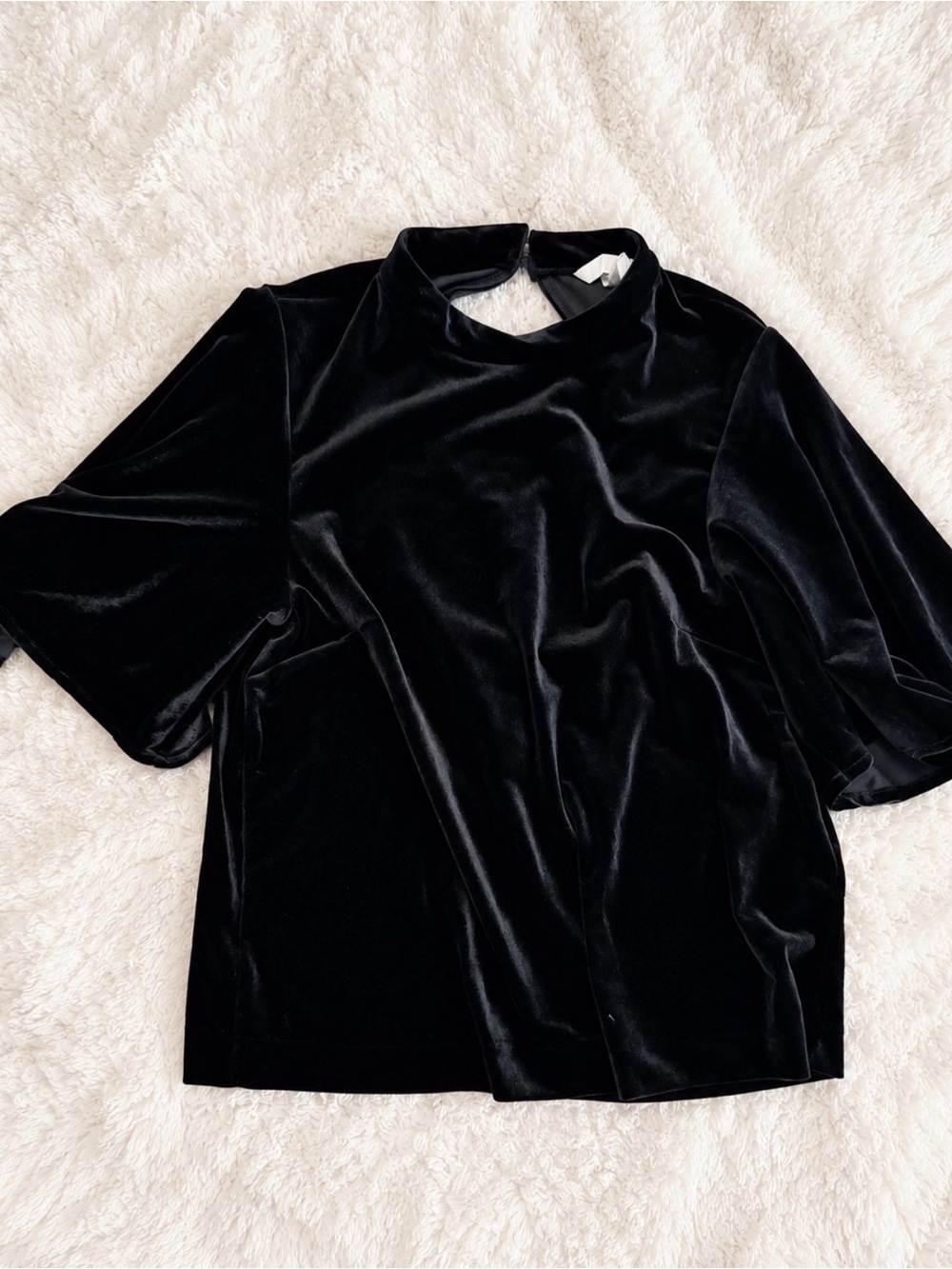 H&M Black Velvet Mock Neck Tunic Top